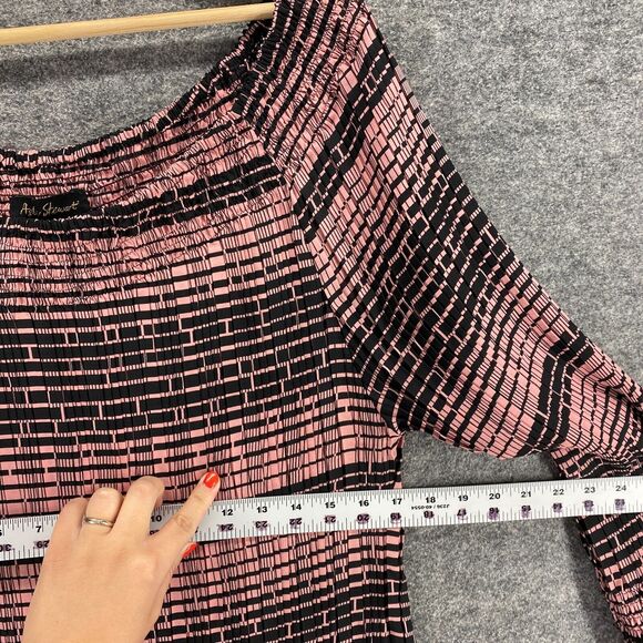 Ashley Steward Top Women 3XL Plus Pink Black Off Shoulder Long Sleeve - Picture 5 of 10